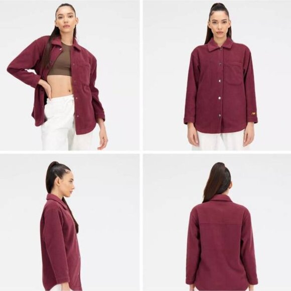 New Balance Athletic Polarfleece Shacket (XS) - Burgundy - Picture 8 of 9